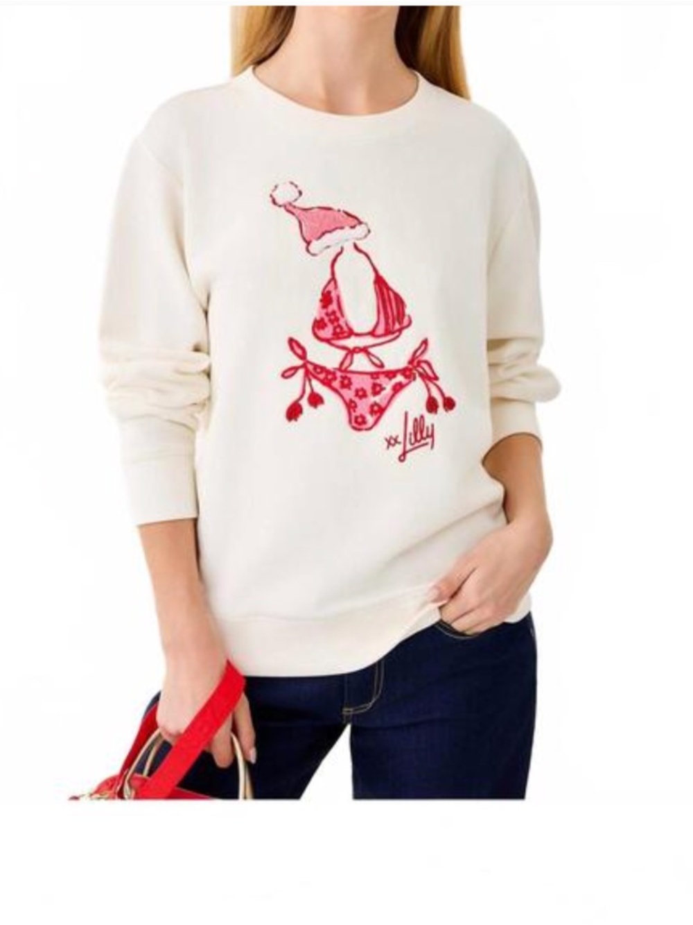 Lilly Pulitzer Ballad Sweatshirt Festive Frocks Coconut Bikini NWT Size Medium